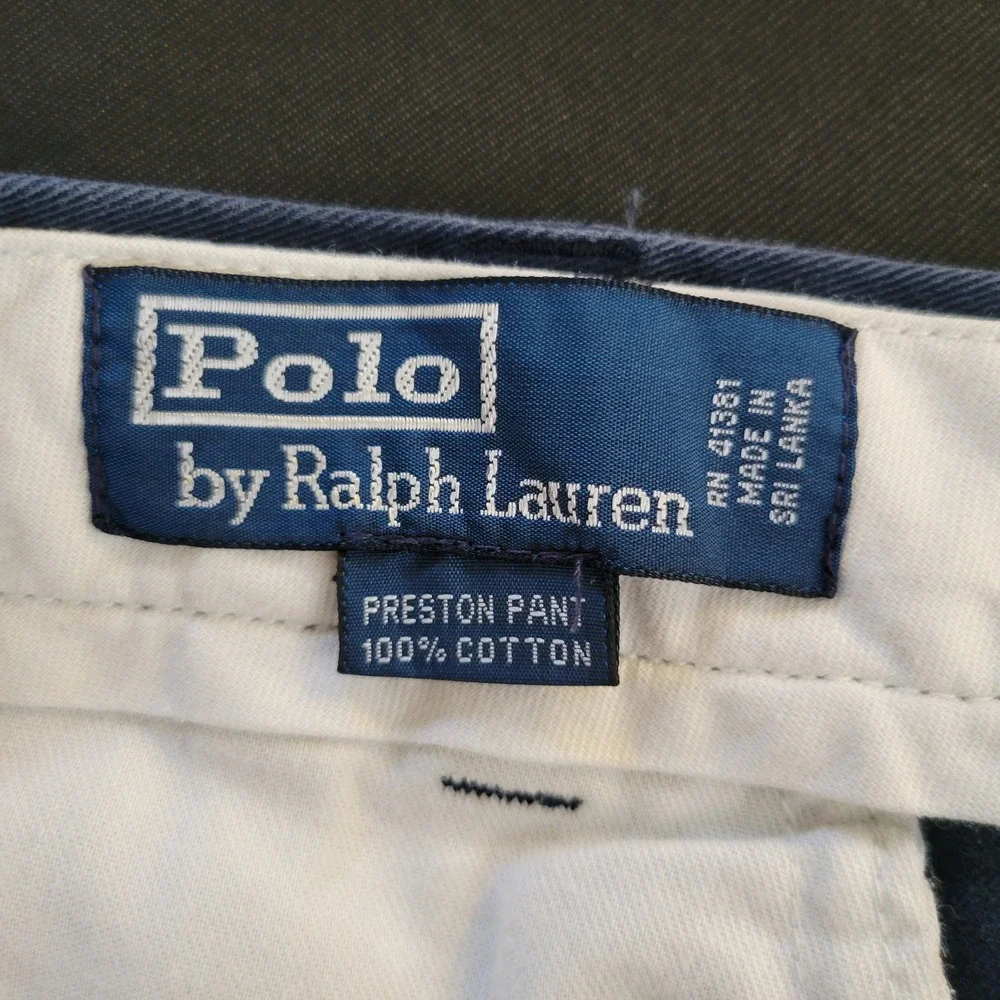 VTG Polo Ralph Lauren Preston Pants Mens 40x32(39x30) Navy Cotton Chino Straight